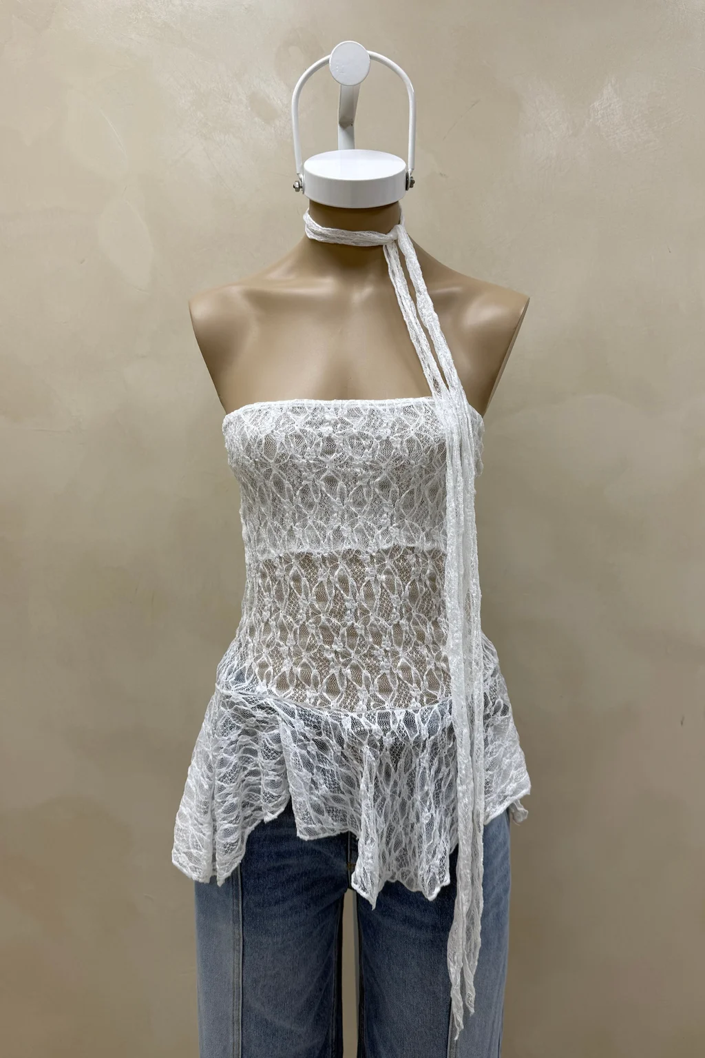 Top Encaje Strapless Volados - 3