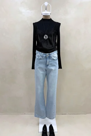 Jean Straight Full Celeste Bigotes - Vista 3