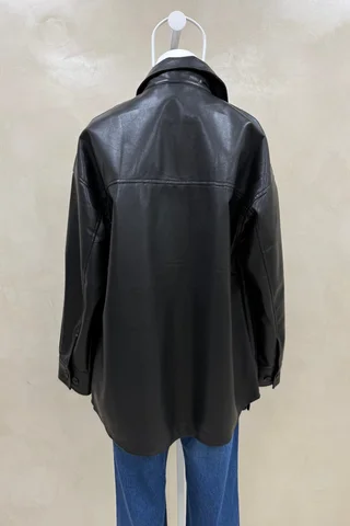 Camisa Over Eco Cuero - Vista 4