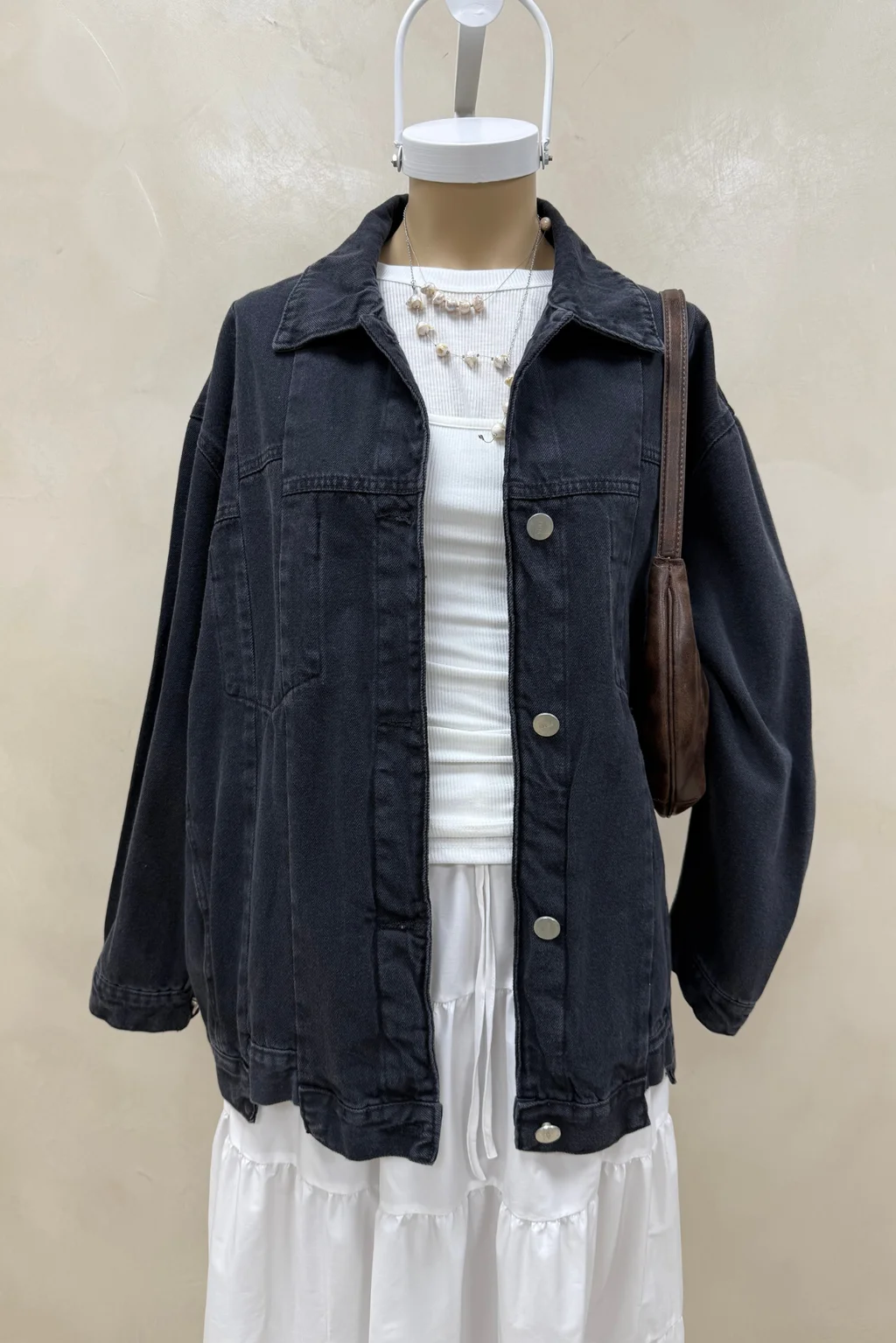 Campera Denim Recortes Black - 1