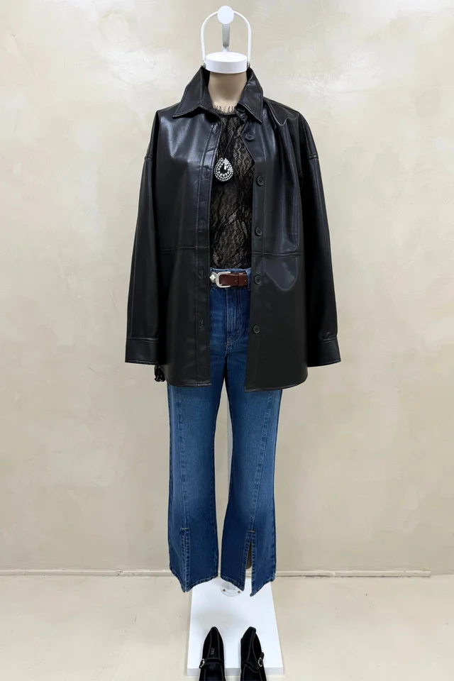 Camisa Over Eco Cuero