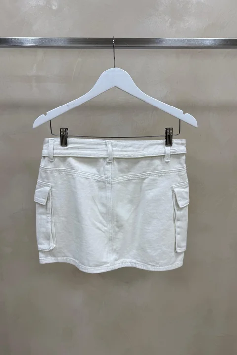 Falda Cargo Con Lazo Blanca