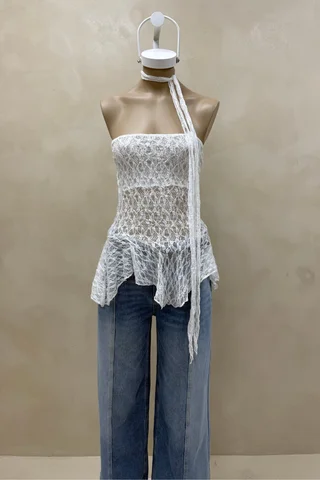 Top Encaje Strapless Volados - Vista 1