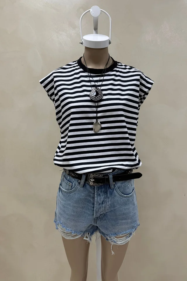 Remeron Over Sin Mangas Rayado