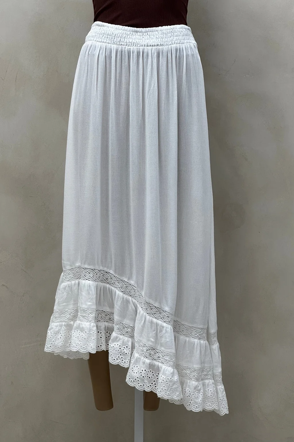 Falda Bambula Con Puntilla - 2