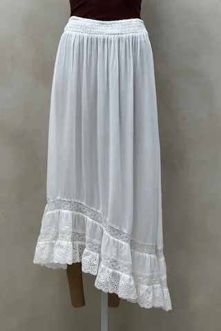 Falda Bambula Con Puntilla - Vista 3