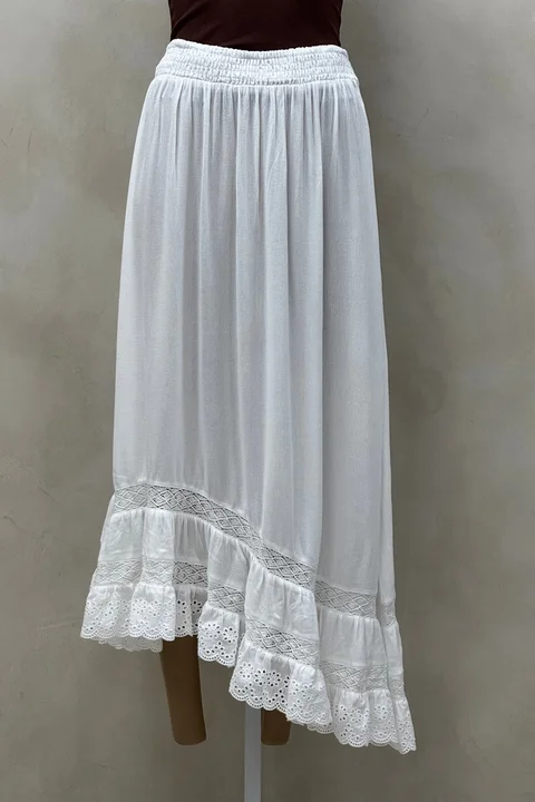 Falda Bambula Con Puntilla