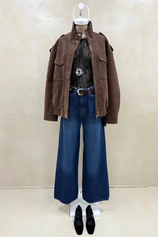 Jean Wide Leg Full Azul Bigotes