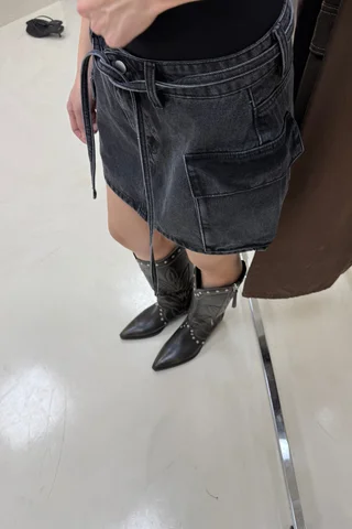 Falda Cargo Con Lazo Black - Vista 3