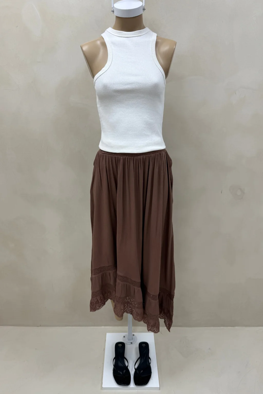 Falda Bambula Con Puntilla - 4