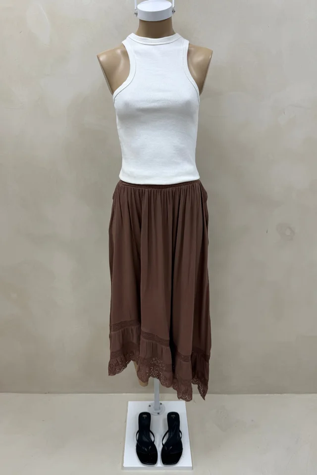 Falda Bambula Con Puntilla