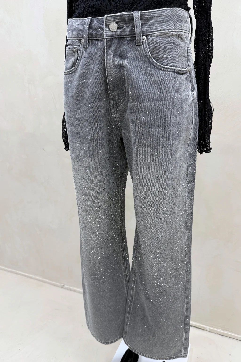 Jean Wide Grey Strass - 2