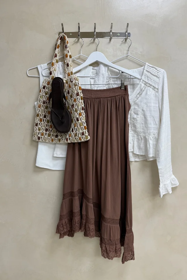 Falda Bambula Con Puntilla