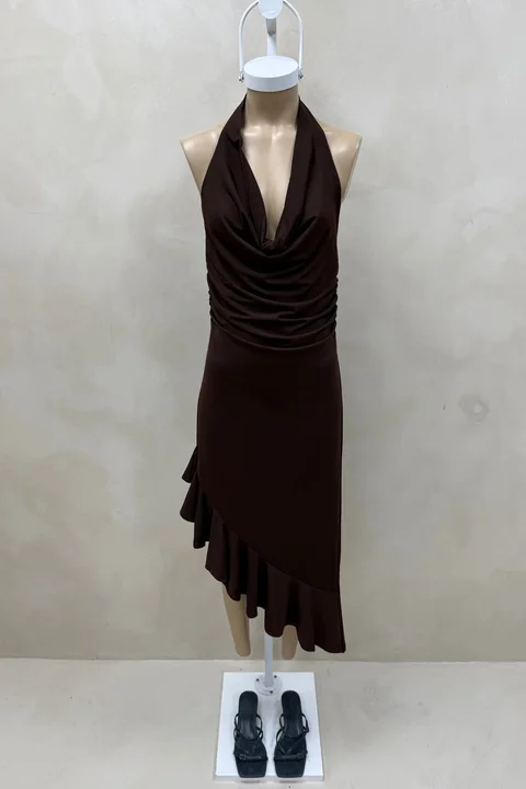 Vestido Irregular Con Volado