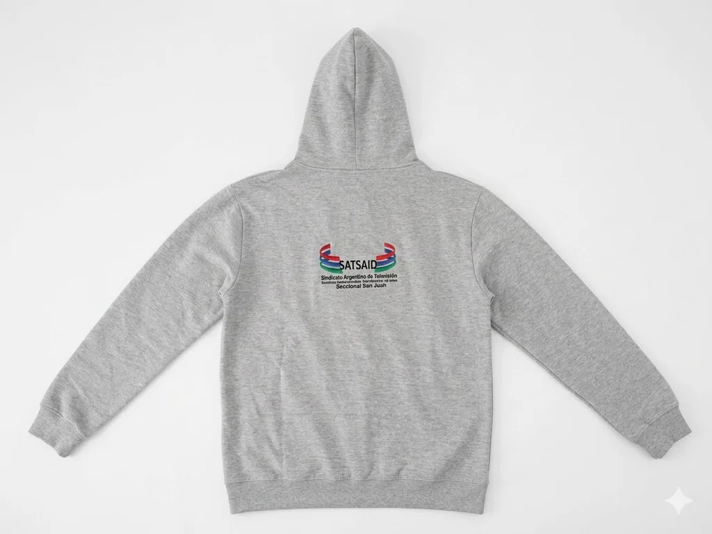 CAMPERA ALGODON BORDADA ADULTO CON CAPUCHA