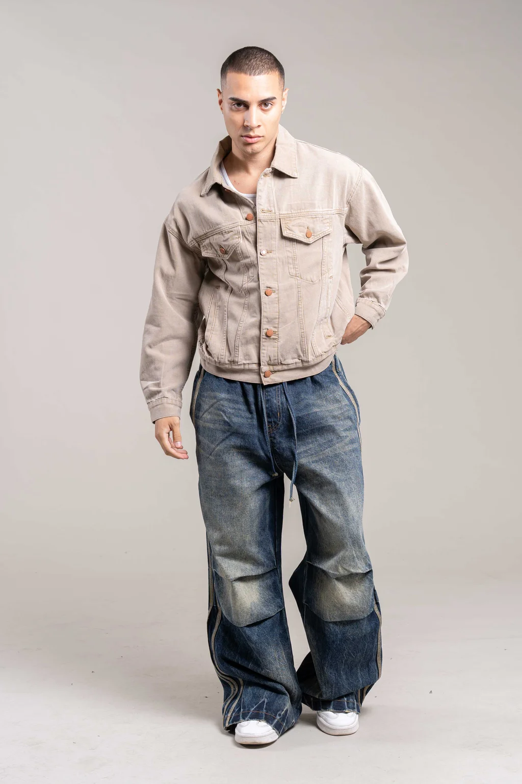 909c Campera Jeans beige