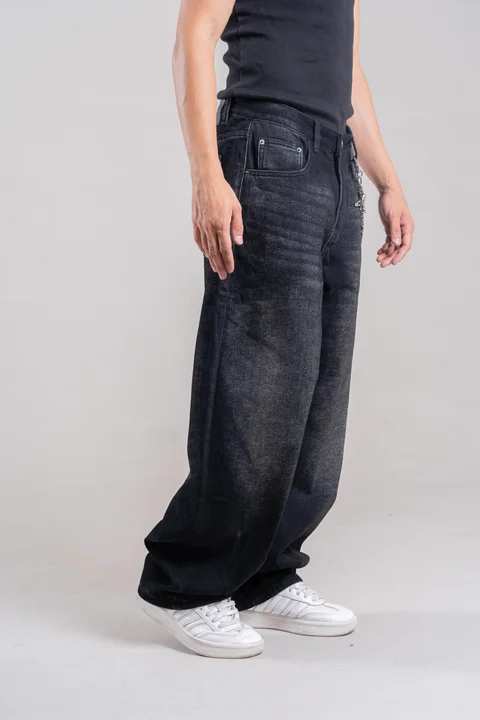 180100-1 JEANS BAGGY BLACK 