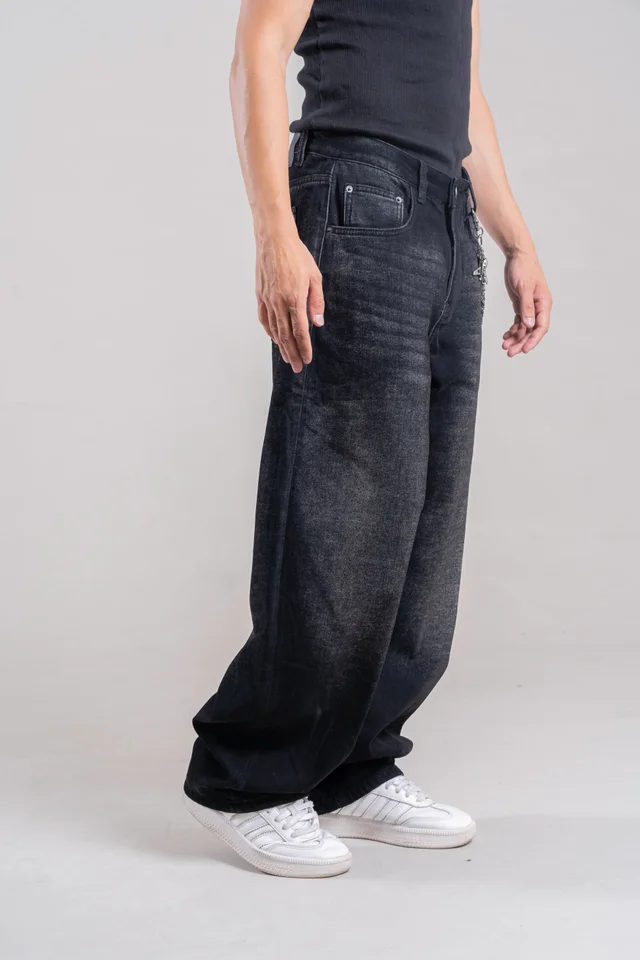 180100-1 JEANS BAGGY BLACK 