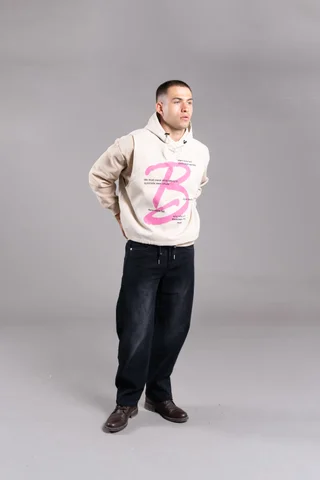 XZRN-52B LAYERED STREET HOODIE BEIGE - Vista 3