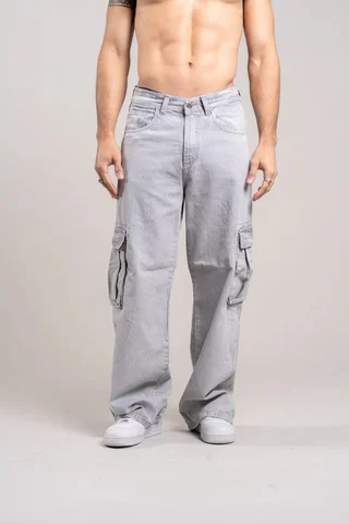 308 Jean wide leg CARGO GREY - Vista 1