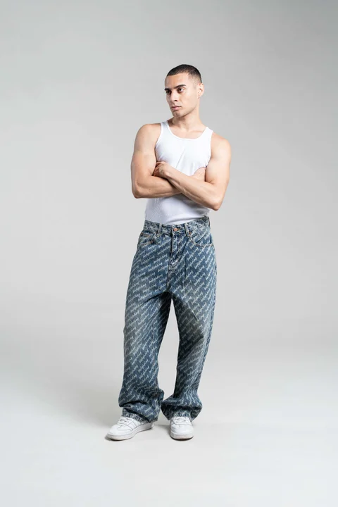 3816 Jeans Baggy  Unisex Diseño Laser