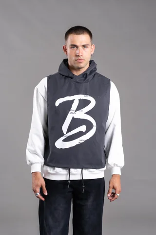 XZRN-52 LAYERED STREET HOODIE BLACK - Vista 1