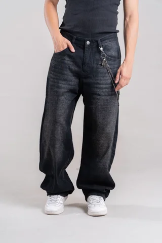 180100-1 JEANS BAGGY BLACK  - Vista 1