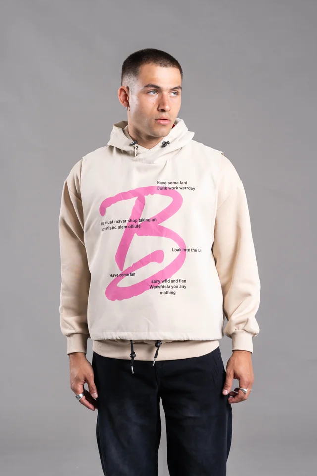 XZRN-52B LAYERED STREET HOODIE BEIGE
