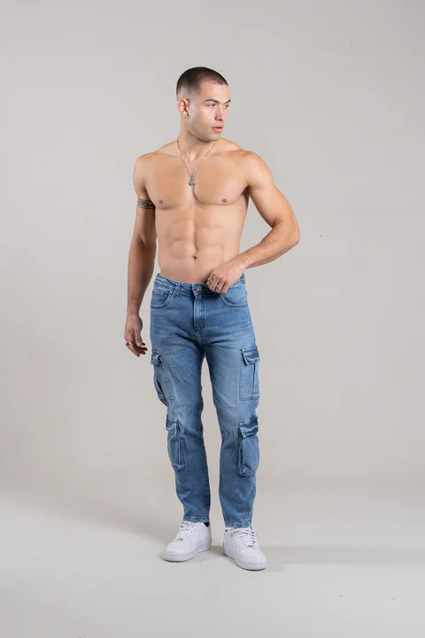 110 JEANS CARGO CELESTE X4