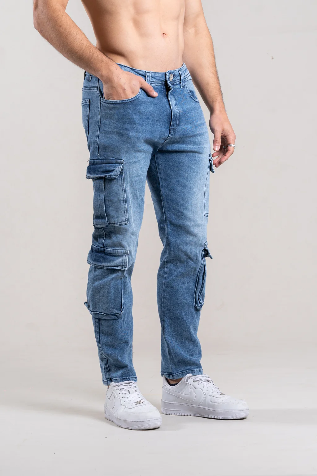 110 JEANS CARGO CELESTE X4