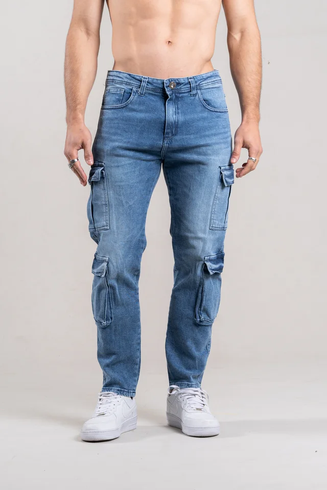 110 JEANS CARGO CELESTE X4