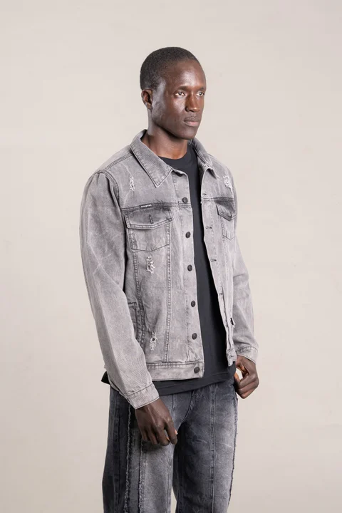 14A - CAMPERA GRIS C/ROTURAS