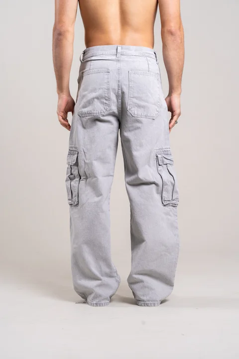 308 Jean wide leg CARGO GREY