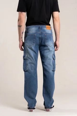 360 jean relaxed cargo azul - Vista 4