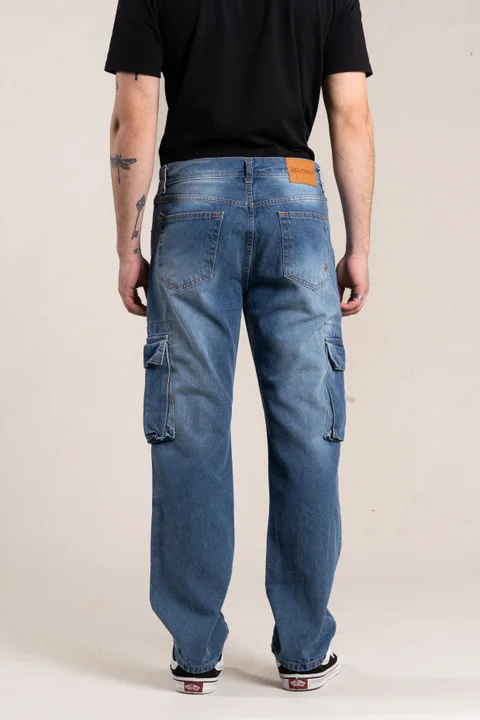 360 jean relaxed cargo azul