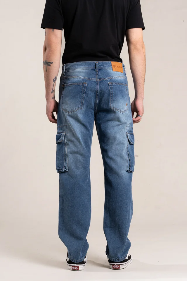360 jean relaxed cargo azul