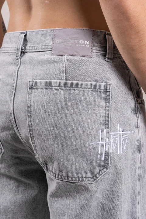 309 A  JEANS GREY BORDADO