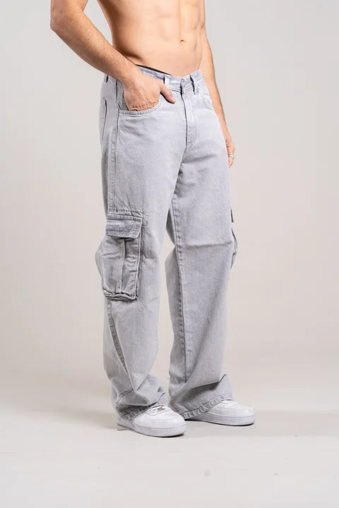 308 Jean wide leg CARGO GREY