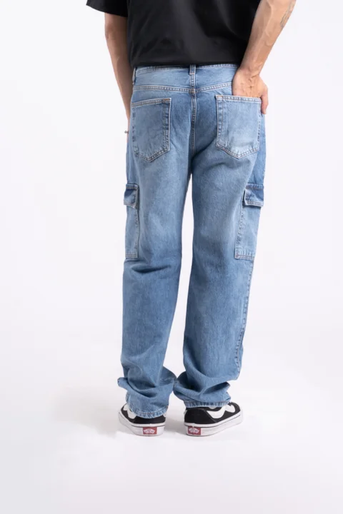 247- jean STRAIGHT CARGO azul claro