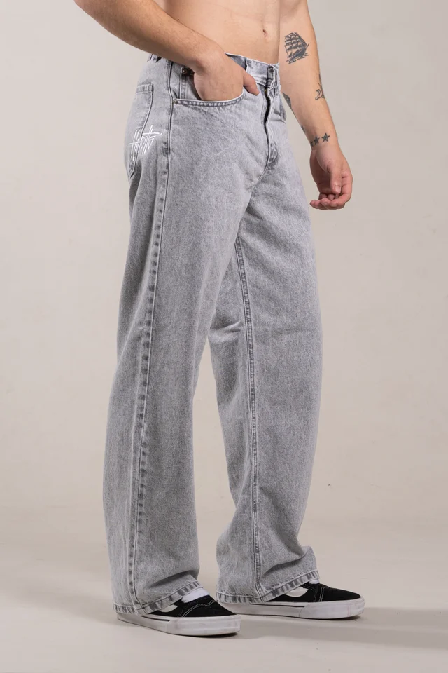 309 A  JEANS GREY BORDADO