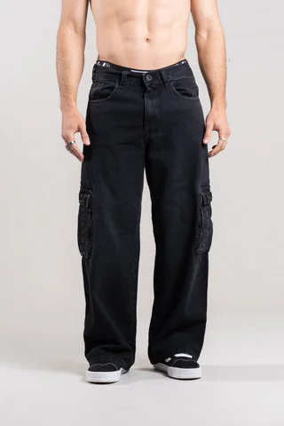 313 WIDE LEG CARGO BLACK - Vista 1