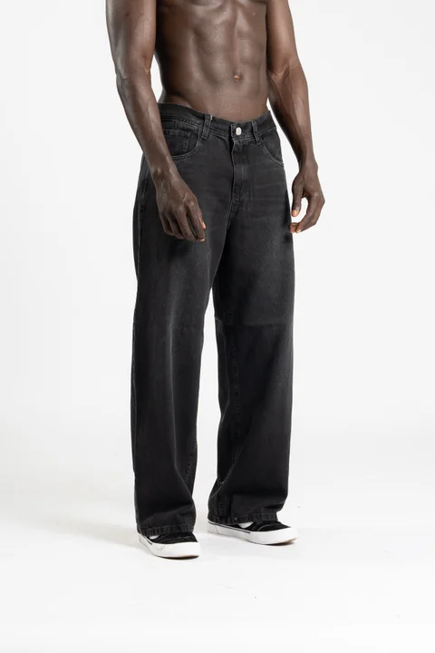 312 - jean wide leg  BLACK