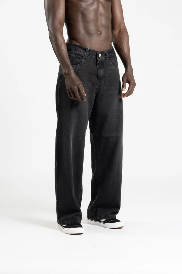 312 - jean wide leg  BLACK