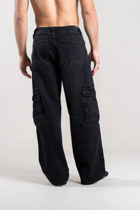 313 WIDE LEG CARGO BLACK