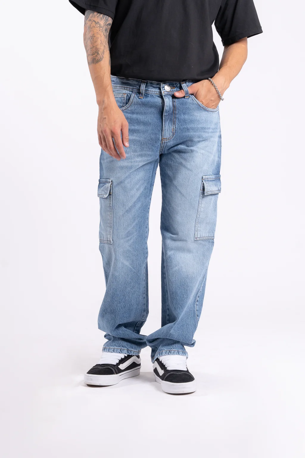 247- jean STRAIGHT CARGO azul claro