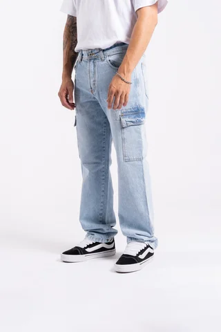 248 - jean STRAIGHT CARGO celeste - Vista 2