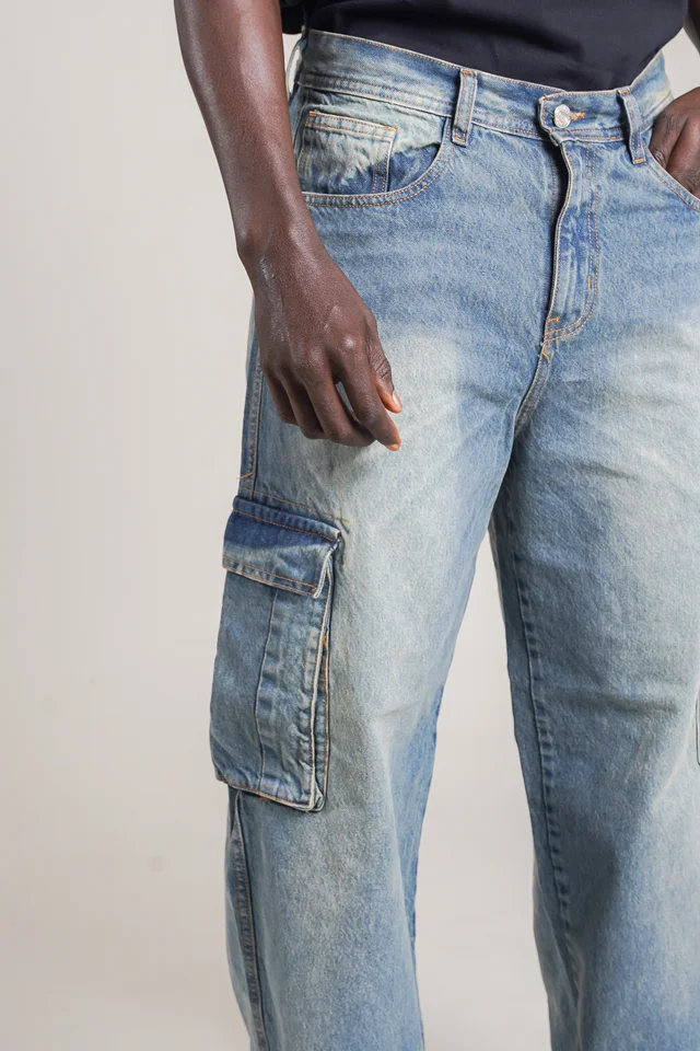 307- Jean Wide leg CARGO OXIDO