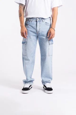 248 - jean STRAIGHT CARGO celeste - Vista 1