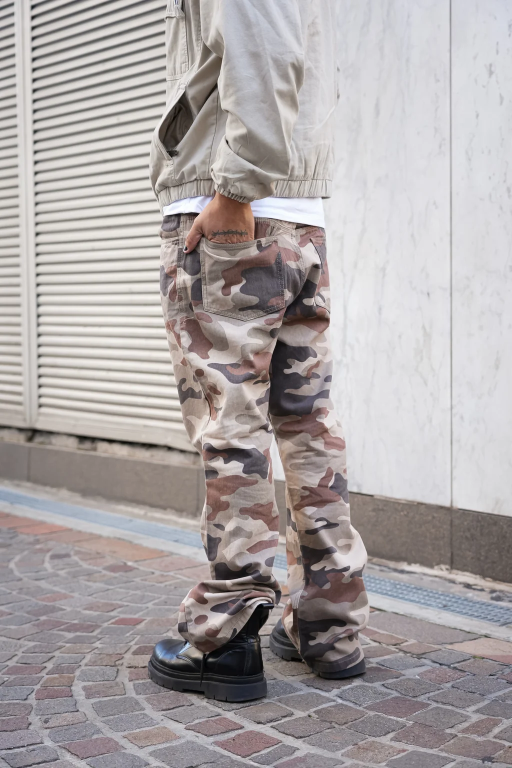 AABB4563 - BOOTCUT CAMO BEIGE