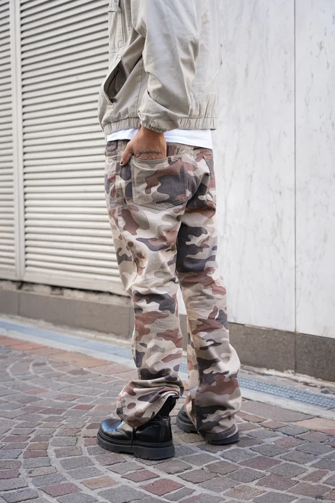 AABB4563 - BOOTCUT CAMO BEIGE
